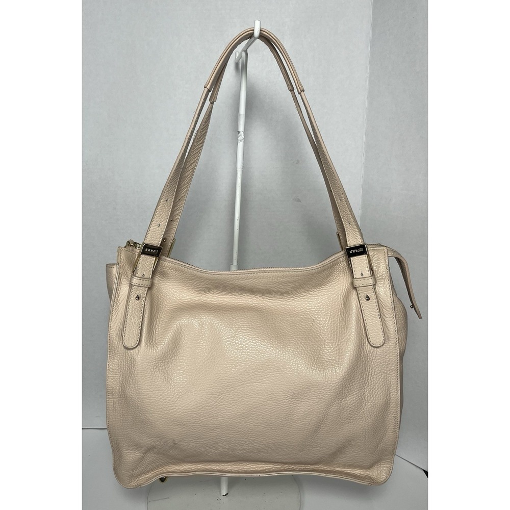 Innue Leather Double Handle Tote Shoulder Bag Satchel‎ Nude Pink Made in Italy